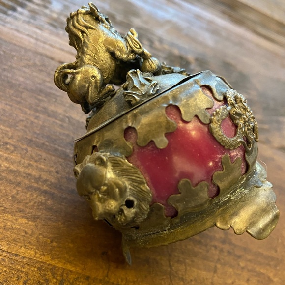 Antique incense burner Kashmir ruby dragon - Picture 5 of 8